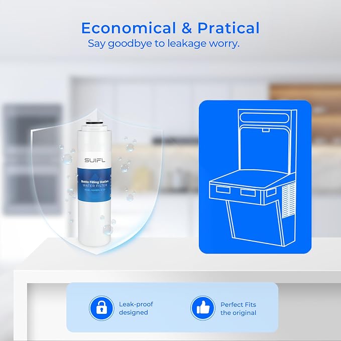 51300C Water Filter Replacement for Elkay ERF750, Halsey Taylor 55898C, Compatible with Universal Filtration Kit EWF3000, HWF3000, Elkay LZS8WSLK, 2 Pack (NO CHIP)
