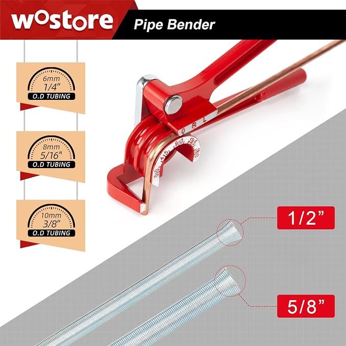 Wostore Double Flaring Tool Kit with Tube Bender 1/4",5/16",3/8" and Spring Bender 1/2",5/8" for Plumbing Copper Brake Line HVAC
