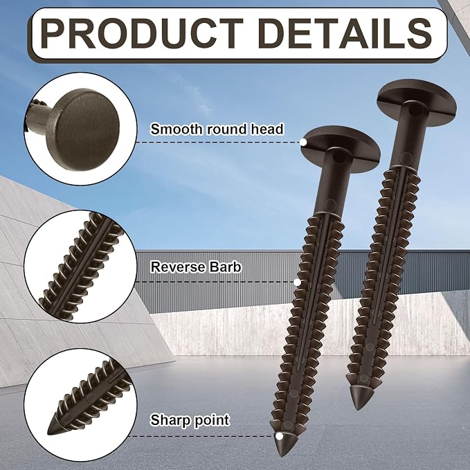 Blulu 18 Pcs 3 Inch Vinyl Shutter Fastener Window Panel Peg Lok Pin Pegs Screws Shutter Spikes Anchor (Ochre Brown)