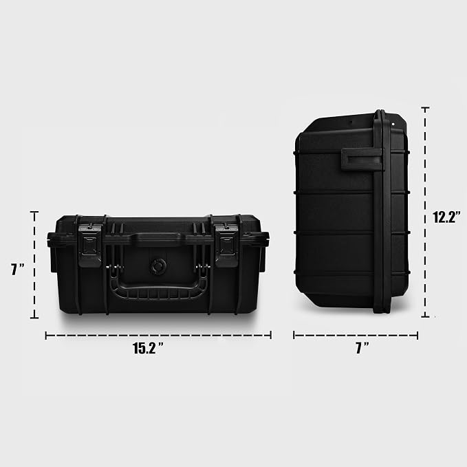 15inches Waterproof Hard Case with DIY Customizable Foam Insert Portable Protective Case for Camera Drones Equipments Tools(Black-DIY)