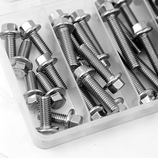 56PCS M8 Stainless Steel 304 Flanged Hex Head Bolts and Nuts kit 20mm 30mm 40mm 50mm