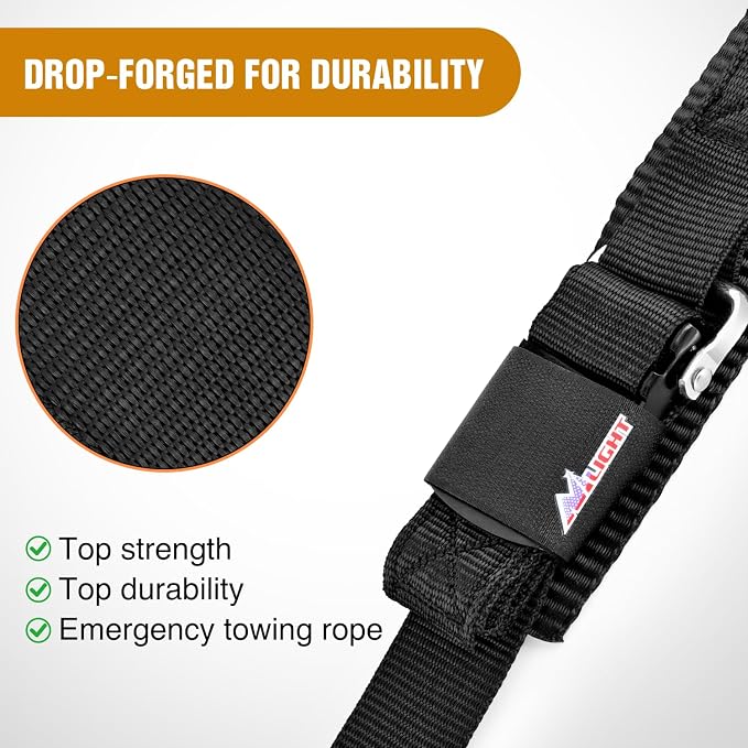 Nilight Tie Down Kits 2 PCS Heavy Duty 2 Inch x 48 Inch Adjustable Boat Trailer Straps 1500 LBS Max Break Strength for Trailering Safety with Boat Jet Ski Kayak Secure Black