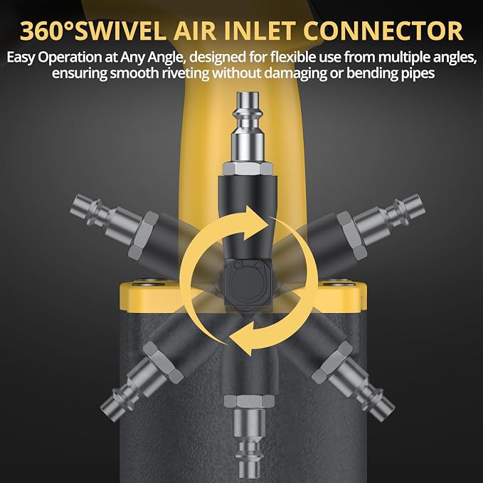 AMTOVL Pneumatic Riveter - 1400KGF/3086LBF Pulling Pneumatic Rivet Gun, Heavy-Duty Air Pop Riveter 3/32", 1/8", 5/32", 3/16", 1/4" Capacity Self-Suction Design