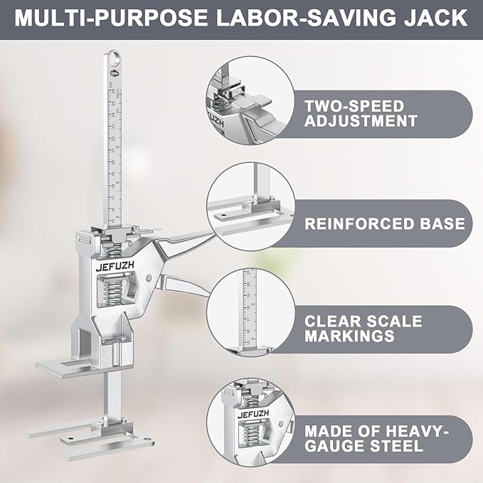 Labor Saving Arm Jack 2 Pack, 440 lb Load-Bearing Height Adjustable Lifting Device, Hand Furniture Lifter Tool for Door Furniture Jacks Installation, Wall Tile Adjustment, Heavy Object Raising