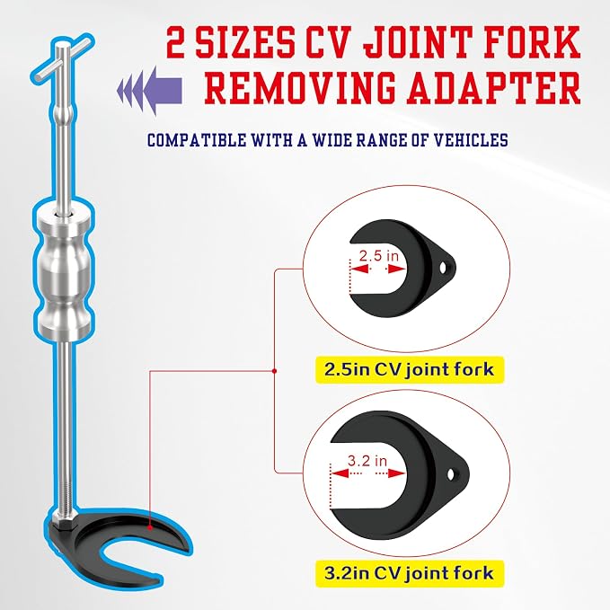 Universal CV Axle Removal Tool Set with Inner CV Axle Puller Tool and CV Joint Puller Propshaft Separator Tool and 3.75 inch CV Axle Shaft Puller Tool ﻿ (QP-CV-4-in-1)