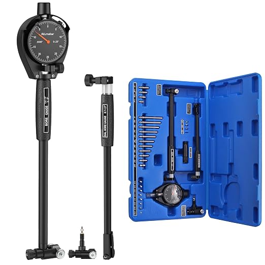 Dial Bore Gauge 0.7"-6"/0.0005" Measuring Range and 6" Measuring Depth Mechanical Dial Bore Gauge 23PCS Anvils Chrome Plated Handle for Engine Cylinder,Bearing,Hydraulic Cylinder Measurement