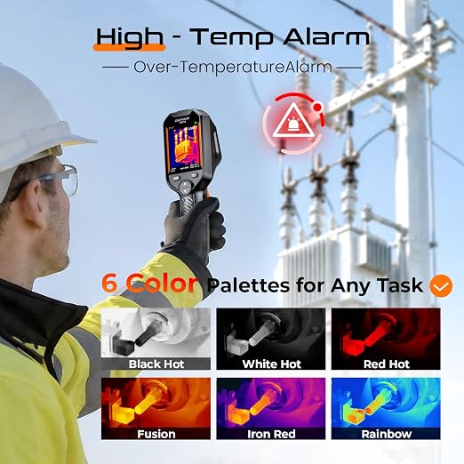GH192 Thermal Imaging Camera 240X240 Super IR Resolution with 2MP Visual Camera and Fusion Imaging, 25Hz Handheld Thermal Imager with Alarm for Mechanical Maintenance Home HVAC Electrical Inspection