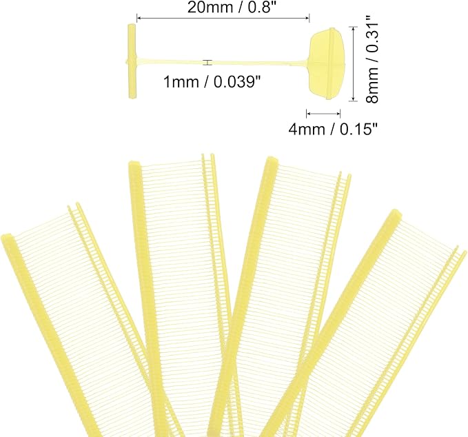 uxcell 5000pcs 0.8 Inch(20mm) Micro Tagging Gun Fasteners, Tag Pins Clothing Tagging Barbs Attachments Plastic Garment Price Tag Barb for Clothes, Light Yellow