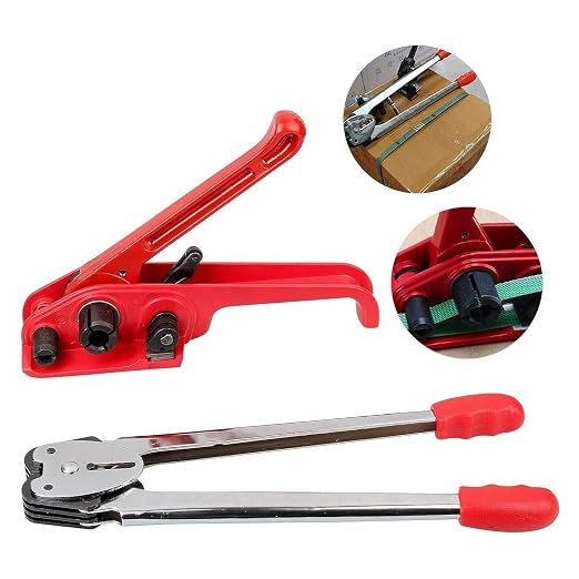 Packaging Strapping Kit - Pallet Poly Tensioner Tool Sealer, Banding Tool, 4000" Length x 1/2" Wide PP Belt, 100 Metal Seals for Packing and Shipping