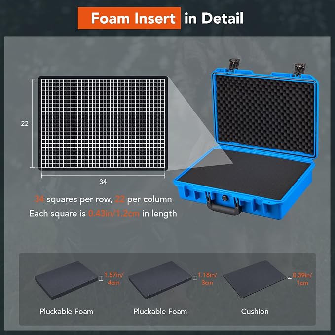 Lykus HC-4410 Waterproof Hard Case with Customizable Foam Insert, Interior Size 17.32x11.42x4.72 in, Suitable for up to 16" laptop,Starlink Mini,keyboard,drill,audio mixer,mic,flashlight,and more