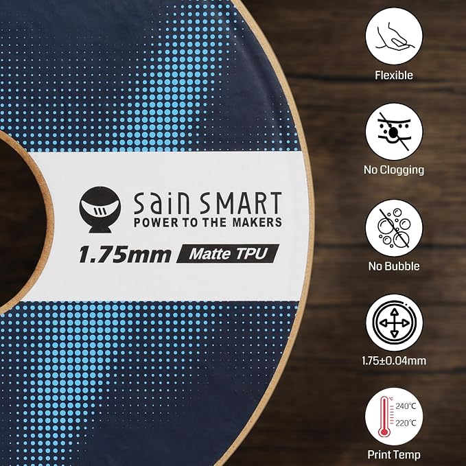 SainSmart Matte TPU Filament, Olive Green Flexible TPU 3D Printing Filament, 1.75 mm, 1kg (2.2LB), Dimensional Accuracy +/- 0.05 mm