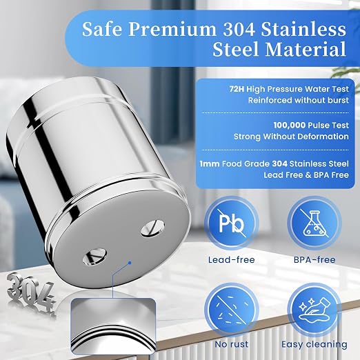 Gravity Water Filter System, 3.25G Stainless Steel Countertop System Water Purifier with Stand, Reduce 99% Chlorine for Home Camping Backpacking RVing, 3 Carbon and 3 Fluoride Filters