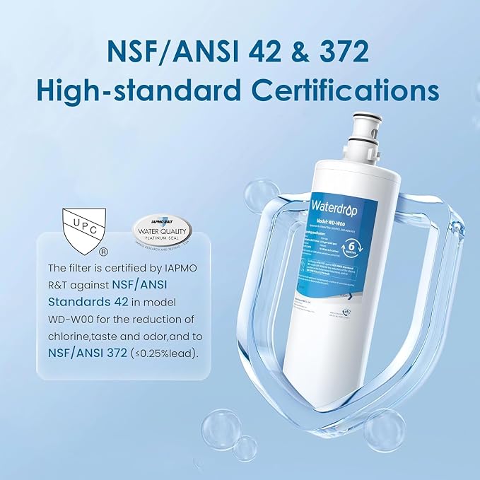 Waterdrop 3US-MAX-F01, 3US-PF01 Under Sink Water Filter, Replacement for Filtrete® 3US-PF01, Maximum 3US-MAX-F01, 3US-PS01, 3US-MAX-S01, Manitowoc K-00338, NSF/ANSI 42 Certified, 3 Pack