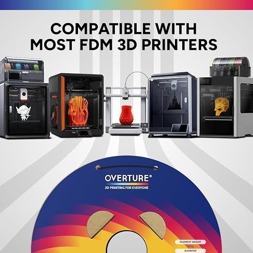 OVERTURE High Speed PLA Filament 1.75mm, Neatly Wound 3D Printer Filament 3kg Spool (6.6lbs) Rapid PLA, Dimensional Accuracy +/- 0.02 mm, Fit Most FDM 3D Printers (Black 3KG-1 Pack)