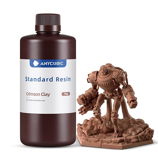 ANYCUBIC Upgraded 8K 3D Printer Resin, 3D Printing Resin with High Precision and Quick Curing & Excellent Fluidity for LCD 4K/6K/8K/12K/16K 3D Printing (Crimson Clay, 1kg)