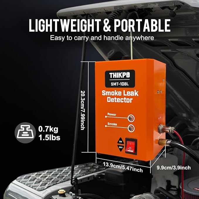 Smoke Machine Automotive Leak Tester, 12V DC with Built-in Air Pump & Adapters Kit for EVAP, Vacuum, Turbo, Fuel, Intake, Exhaust System Diagnostic