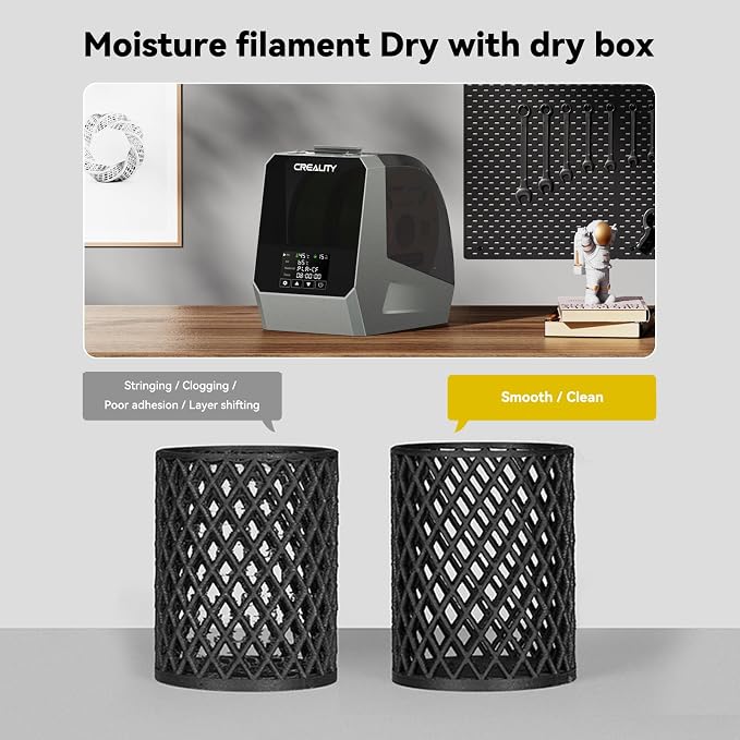CREALITY Space Pi Filament Dryer Plus – Dual Spool 360° Hot-Air Circulation, One-Key 2 Spools Filament Storage Box, 160WPTC Fast Heating, 4'' LCD Touch Screen for 1.75/2.85mm PLA, PETG, ABS, Nylon