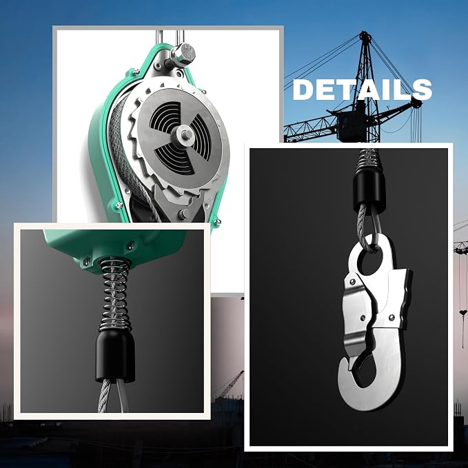 23ft Self Retracting Lifeline, 330LBS Fall Arrest Equipment, Fall Protection System with Dual Swivels, Alloy Steel Hook, & Flame Retardant Steel Wire Rope(Φ3.2mm)