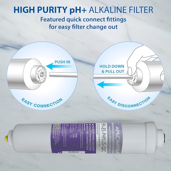 APEC Water Systems FILTER-T2Y-ESPH High Capacity 2 Year Replacement Filter Set For Essence Series Alkaline Reverse Osmosis Water Filter System Stage 1-3&6