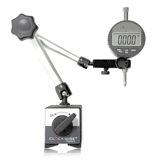 Clockwise Tools Digital Indicator with Magnetic Base Holder Stand, DIBR-0055 0-0.5 Inch/12.7mm, Inch/Metric Conversion, Auto Off