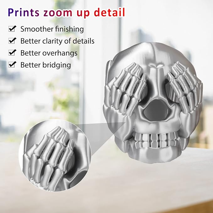 PLA+ 3D Printer Filament 1.75mm No Tangle, Neatly Wound Filament Net Weight 250g Spool, PLA Pro Plus,Silk Silver