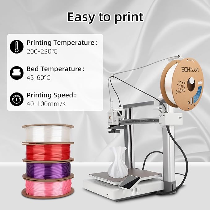 3DHoJor Silk PLA Filament 1.75mm, PLA Filament 1.75mm Silk Shiny 3D Printer Filament, 1kg*2 Cardboard Spool, Dimensional Accuracy +/- 0.03 mm, Fit Most FDM Printer(Silk White+Pink)