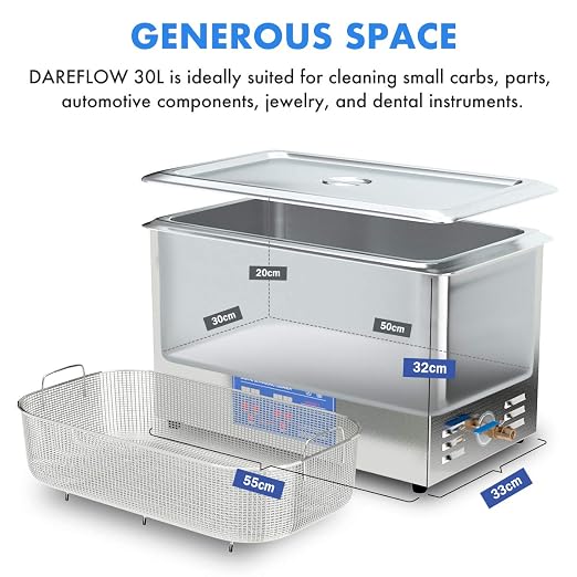 Ultrasonic Parts Cleaner 30L 800W Heated Parts Cleaner for Guns Carburetors Injectors Jewelry Large Capacity Use in Automotive and Firearm Industry Commercial Cleaning Machine Upgrade