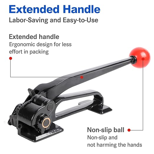 Heavy Duty Steel Strapping Tensioner Tool - for 3/8"-3/4" Metal Banding Tool Tensionining Strapping for 0.012-0.03" Thickness, Strapping Banding Tool for High Tensile Packging