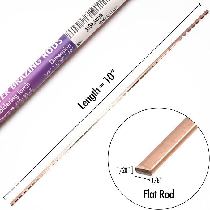40 Sticks Brazing Rods Bcup-3 5% Silver Solder Phos Copper Brazing Alloys Flat Welding Rods Industry 0.050" x 1/8" x 10" for Air Conditioning Refrigerator Cold Storage HVAC Units