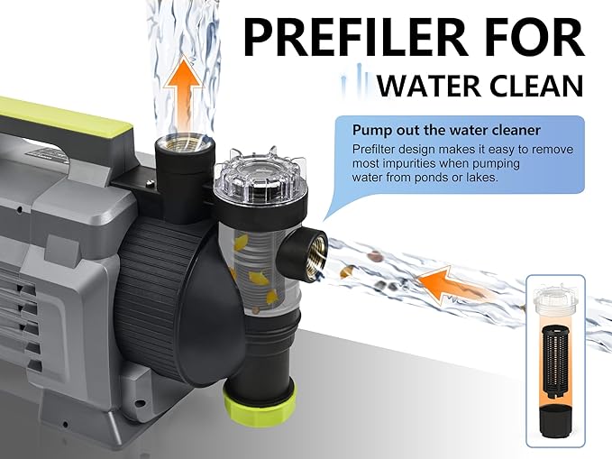 FLUENTPOWER Shallow Well/Deep Garden Pump, 1.5HP 1300GPH Portable Water Booster Jet Pump with Automatic Pressure Switch for Home, Garden, Lawn, Sprinkler Irrigation, Lift 150FT