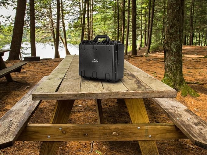Monoprice Weatherproof Hard Case with Customizable Foam - Shockproof, IP67 Level Dust and Water Protection Up to 1 Meter Depth , 19in x 16in x 8in, 28.5 Liter, Black - Pure Outdoor Collection