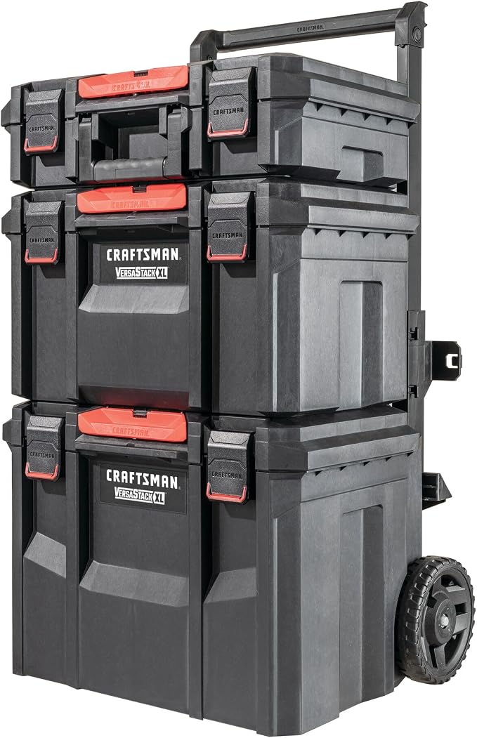 CRAFTSMAN VERSASTACK XL Tool Box with Wheels, Waterproof, Stackable System, Portable Rolling Storage for Indoor/Outdoor Use, 22.5 Inch (CMST21445)