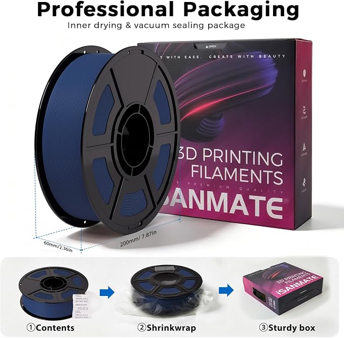 iSANMATE 250g Matte PLA Filament Bundle 1.75mm, 8 Colors 3D Printer Filaments Dimensional Accuracy +/- 0.02mm, 8 Pack 250g Spool, Black/White/Grey/Beige/Skin/Chocolate/Navy Blue/Army Green
