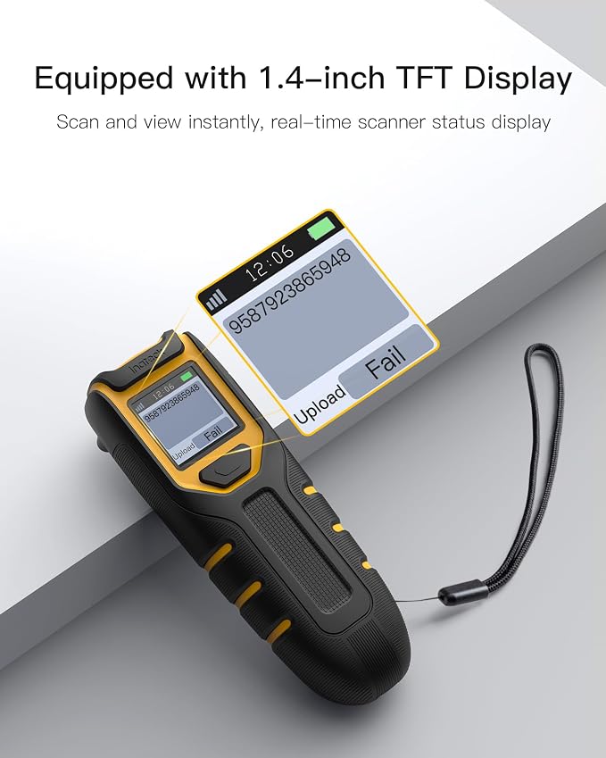 Inateck Barcode Scanner Wireless,Portable Bluetooth Barcode Scanner with Screen,1D Code Scanner Kabellos 2.4GHz,Handscanner with APP and SDK, BCST-49