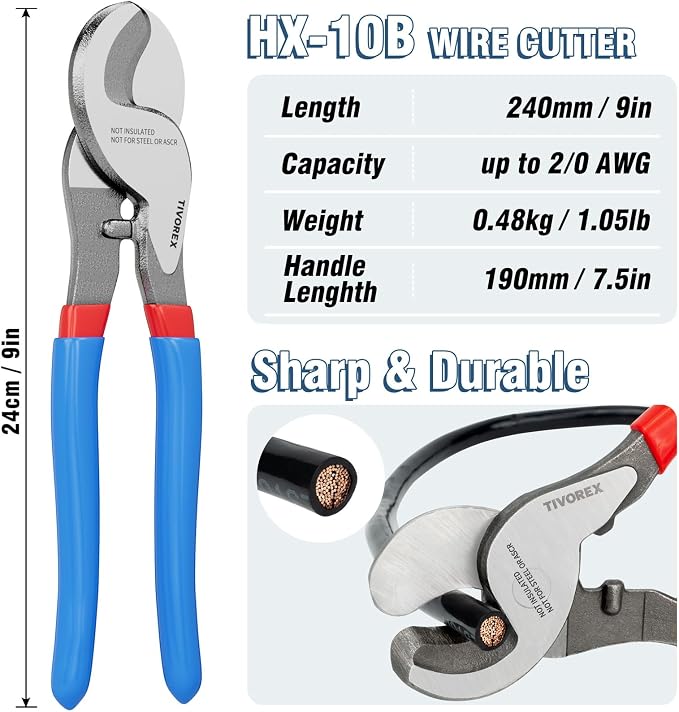 Battery Cable Lug Crimping Tool Kit for AWG 8-1/0 Electrical Lug, Wire Rope Crimping Tool for Aluminum Crimping Loop Sleeves up to 2.2mm