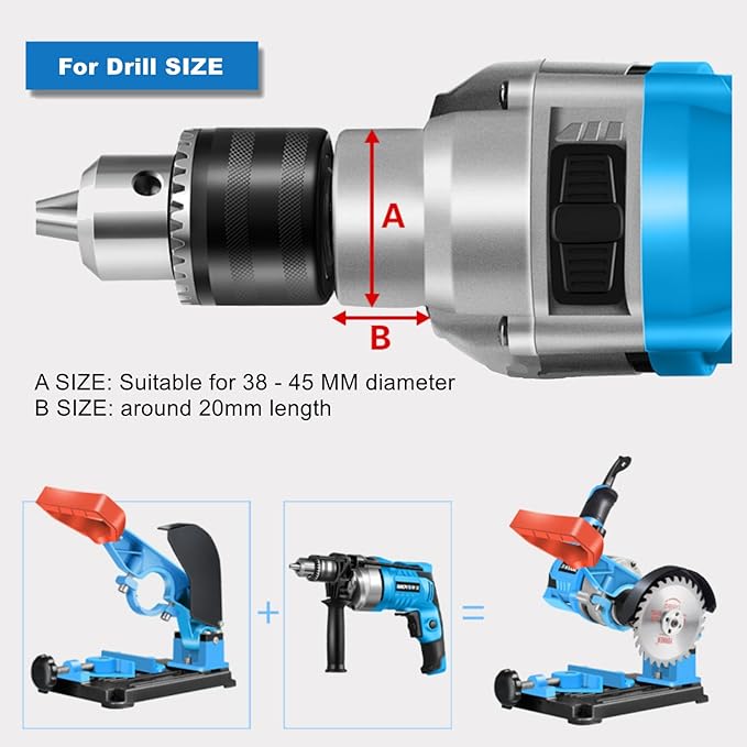 Adjustable Angle Grinder Stand, 38mm - 48mm Clamping Range with 0-45° Adjust Cutting Angle, Dual Use Bracket Holder for Angle Grinder and Hammer Drill