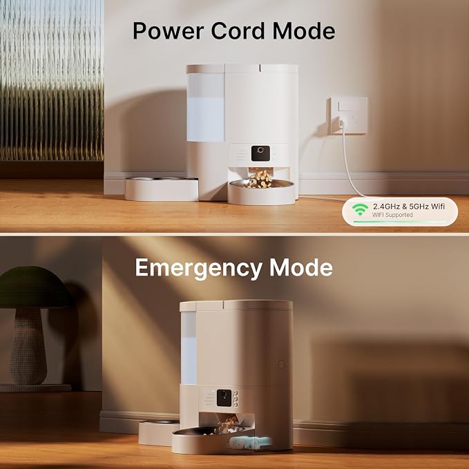 Automatic Cat Feeder with Camera, 2 in 1 Cat Food and Water Dispenser, 2K HD Video and Night Vision, 5G App Controlled Timed Pet Feeder,4L Food & 3L Gravity Waterer with 2-Way Audio for Cats Small Dog