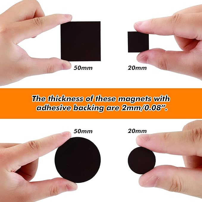 Aertiavty Magnetic Squares with Adhesive Backing, 240 Pcs 2" Fridge Magnets, Magnetic Strips with Adhesive Backing, 80 Mil Magnet Sheets for Whiteboard, Refrigerator, Crafts, Easy Peel and Stick
