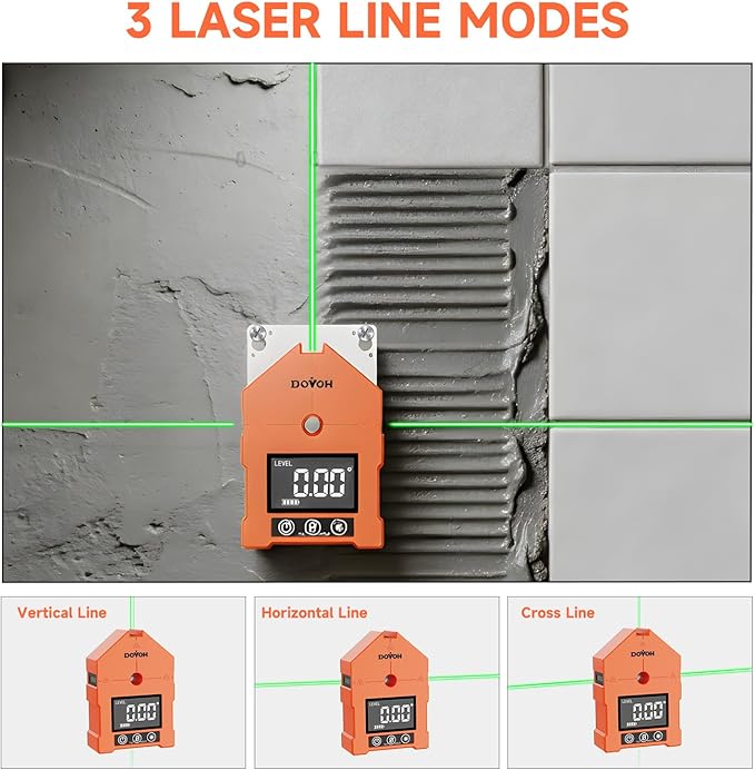 DOVOH 3-in-1 Digital Angle Finder with Laser and Plumb Dot Laser Level, Class Ⅱ
