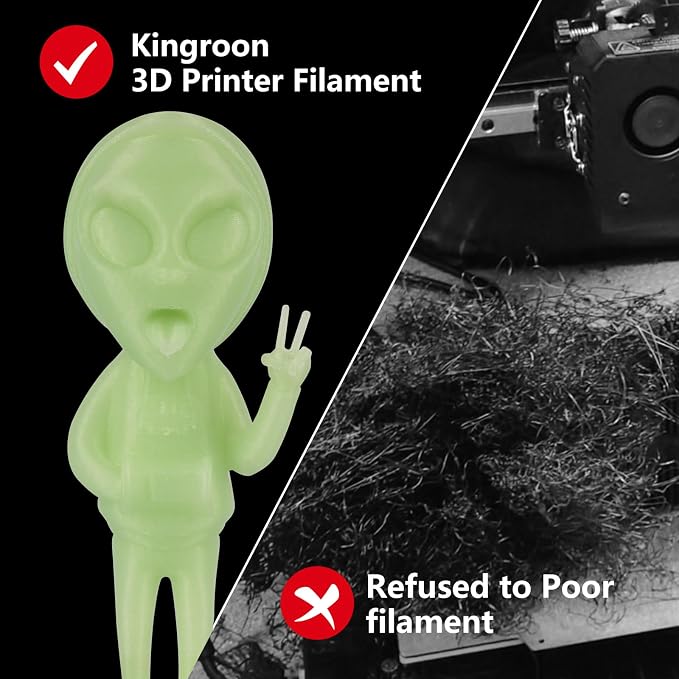 Kingroon Glow in Dark 1.75mm PLA Filament, Fit Most FDM 3D Printers, Dimensional Accuracy +/- 0.03 mm, 1kg Spool(2.2lbs), Luminous PLA 3D Printer Filament - Yellow