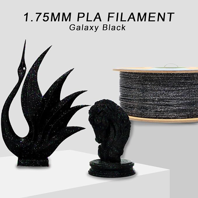 YOUSU 3D Printer Filament PLA Filament 1.75mm Laser Paillette Series-Galaxy Black Filament 1kg(2.2lbs).