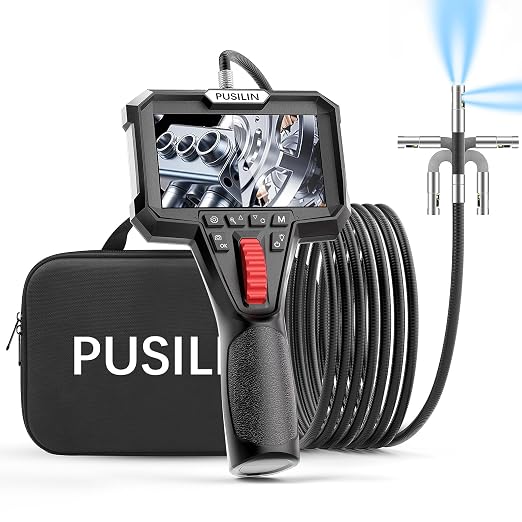 Dual Lens Articulating Borescope Camera with Light,6.2mm Industrial Endoscope Inspection Camera with Articulated Snake Cameras，HD Video Scope for Automotive Engine HVAC Inspection - 3.28FT