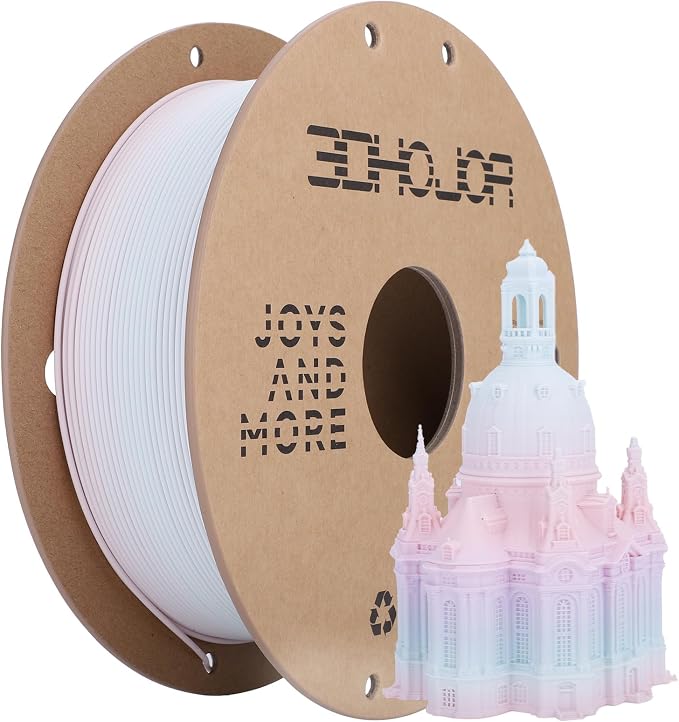 3DHoJor Matte Rainbow 3D Printer PLA Filament 1.75mm +/- 0.03 Multicolor Change Filament 1 KG(2.2lbs) Spool Fit Most FDM Printer-Pink Purple Green