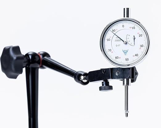 PEC Tools Universal Arm Magnetic Base with Mechanical Locking System, 176lb/80kg Holding Force, Fits 6mm & 3/8" Stems and Dovetail, Precision Adjustable Stand for Dial & Test Indicators