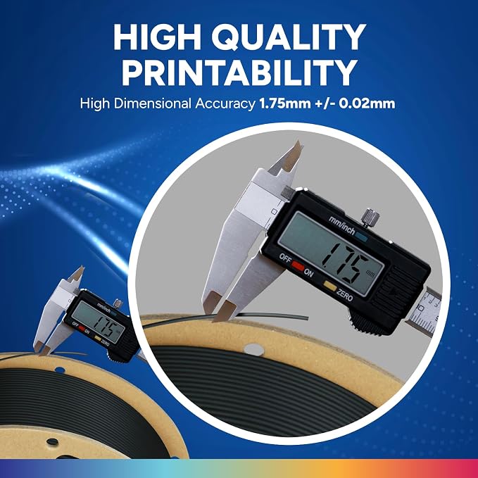 OVERTURE 10KG Bundle PLA Plus (PLA+) Filament 1.75mm, Stronger & More Durable, Professional Toughness 3D Printer Filament 10kg (2.2lbs) 10 Pack, High Precision +/- 0.02mm (Black*10)