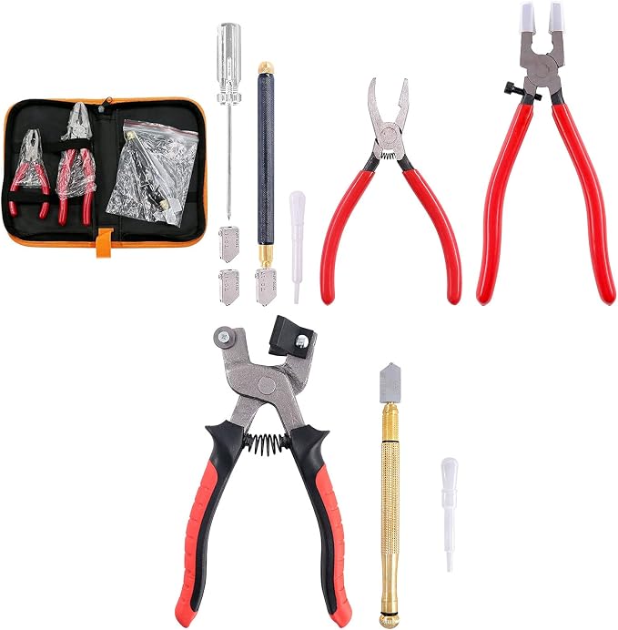 Swpeet 9Pcs Glass Cutter Tool Kit + 3Pcs Glass Cutting Tools Kit