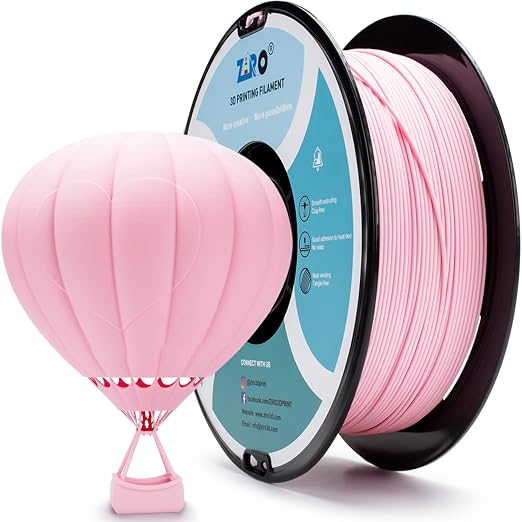 ZIRO 3D Printer Filament, Matte 1.75mm PLA Filament, Pastel Colors PLA Series, 3D Printing Material, Fit Most FDM Printers,1.75mm 2.2lbs Spool, Dimensional Accuracy +/- 0.03mm, Pastel Pink(Matte)