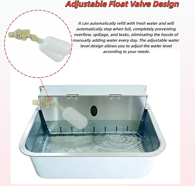 Automatic Dog Water Dispenser Outdoor Self Filling Water Bowl,Flip Cover & Wall-Mounted Design,Suitable for Cats,Dogs,Chickens Ducks Other Poultry,Suitable for Indoor & Outdoor Use