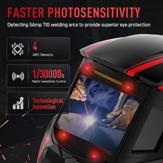 ANDELI Digitally Control Lens Auto Darkening Welding Helmet&5 PCS Large Viewing Screen Outer Replacement Lens and 2 Pcs Inner Replacement Lens
