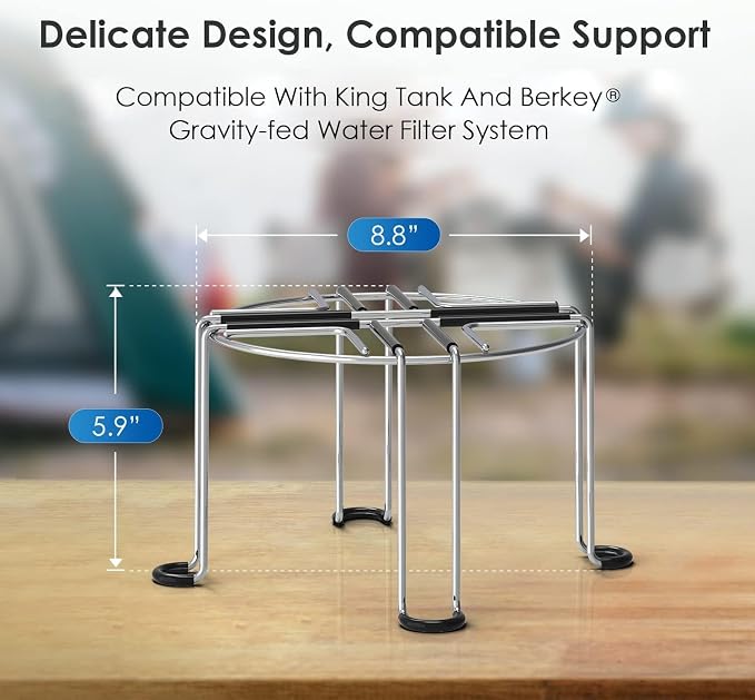 Waterdrop BST Water Filter Stand, Replacement for Berkey®, Purewell®, ProOne®, Alexapure® and Wterdrop Gravity Water Filter System, Stainless Steel Stand with Rubberized Non-Skid Feet
